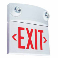 Dual-Lite LTURWDI 10W Tandem Emergeny Lighting Unit and LED Exit Sign Combo, Single/ Double Face, Red Letters, White Finish, Damp Location Model, Spectron Self-Diagnostics