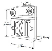Dual-Lite LTURWDI 10W Tandem Emergeny Lighting Unit and LED Exit Sign Combo, Single/ Double Face, Red Letters, White Finish, Damp Location Model, Spectron Self-Diagnostics