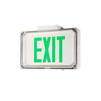 Dual-Lite SEWLSGWE Harsh Environment Exit Sign, 120/277V, Single Face, Green Letters, White Finish, Emergency Operation