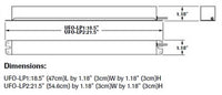 Dual-Lite UFO-LP1 One 21-28W Standard or 24-54W High Output T5; One 32W (4ft.), 40W (5ft.) or 44W H0 (4ft.) T8 Low Profile Emergency Lighting Fluorescent Lamp; or One 36-55W (4-pin) Long Compact Fluorescent Battery Pack, 120-277V, 390-700 Lumens