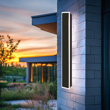 Decorative Edge Lit LED Wall Sconce - 48in.X3in. - 36 Watt - Max Lumens 2886 - Color Temperature Selectable 30K/40K/50K - 120-277V - Black Finish
