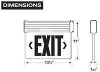 Aluminum LED Edgelit Exit Sign- Surface Mount Aluminum Canopy with Clear Panel and Green lettering - With Battery Back-Up