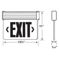 LED Edgelit Exit Sign- Surface Mount Black Aluminum Canopy with White Panel and Red Lettering - With Battery Back-Up