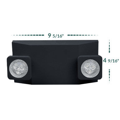 2 Head Emergency Fixture MR16 type, w/Battery, Black Housing, 120/277V