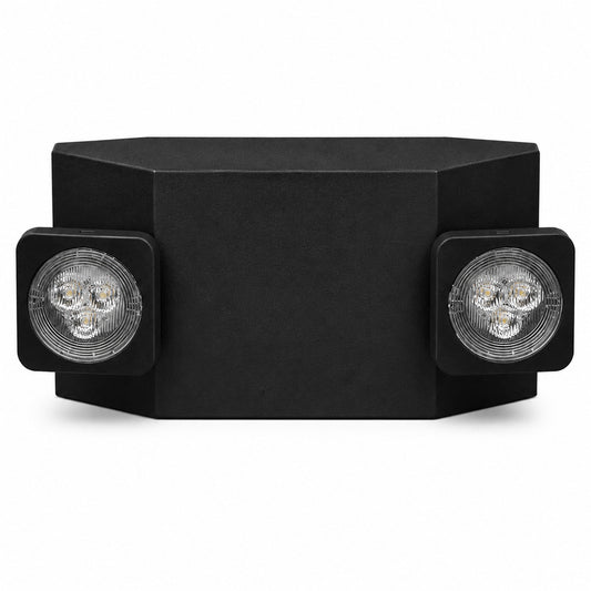 2 Head Emergency Fixture MR16 type, with Battery, Black Housing, 120-277V