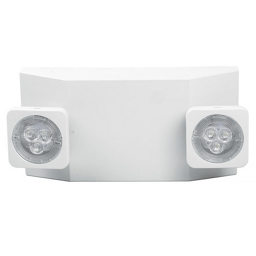 White LED Emergency Light - 1.5W LED Heads - 120-277V - Ceiling or Wall Mount