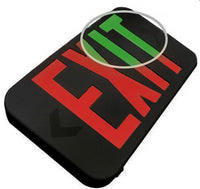Compact Black Plastic LED Exit Sign With Selectable Red/Green Lettering - With No Battery