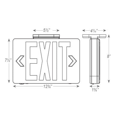Remote Capable Black Plastic LED Exit Sign With Green Lettering - With Battery - Remote Capable