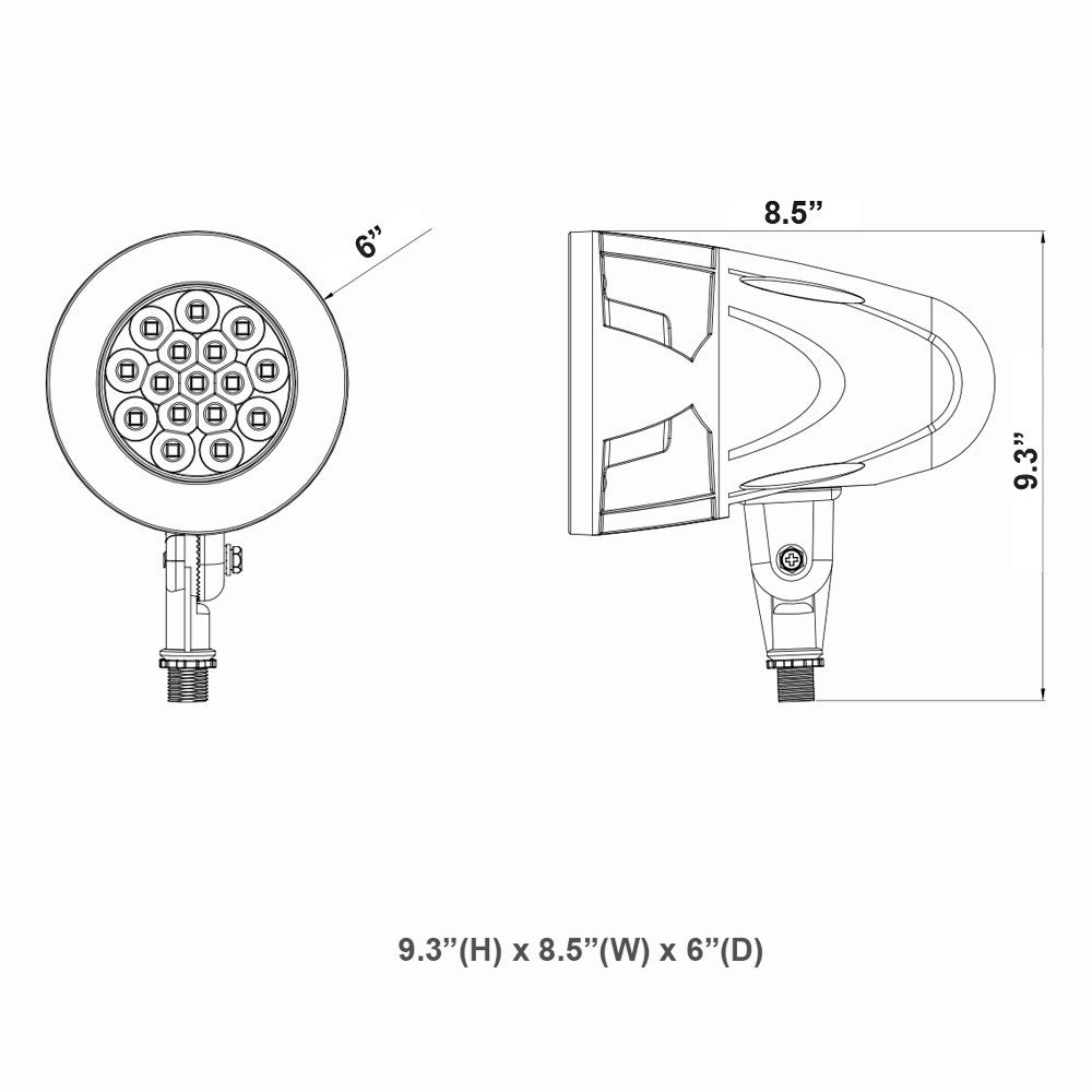 84 Watt LED Flagpole Light 25 Degree Spot with Knuckle Mount Integrated LED - 9000 Lumens - 5000K Daylight - 120-277V