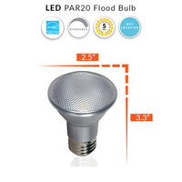 Wet Location LED PAR20 Bulb - 6.5 Watt - 520 Lumens - 3500K Neutral White - 40 Deg Beam - E26 Medium Base - 120V - Dimmable