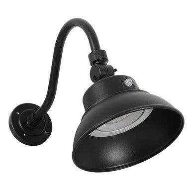 LED Outdoor Gooseneck Wall Lights - Medium 25 Watts - 3000 Lumens - Color Selectable 30K/40K/50K - 120-277V - Integrated Photocell - Black Finish