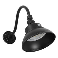 LED Outdoor Gooseneck Wall Lights - Medium 25 Watts - 3000 Lumens - Color Selectable 30K/40K/50K - 120-277V - Integrated Photocell - Black Finish