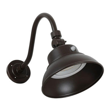 LED Outdoor Gooseneck Wall Lights - Medium 25 Watts - 3000 Lumens - Color Selectable 30K/40K/50K - 120-277V - Integrated Photocell - Bronze Finish