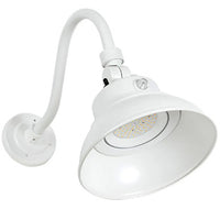 LED Outdoor Gooseneck Wall Lights - Medium 25 Watts - 3000 Lumens - Color Selectable 30K/40K/50K - 120-277V - Integrated Photocell - White Finish