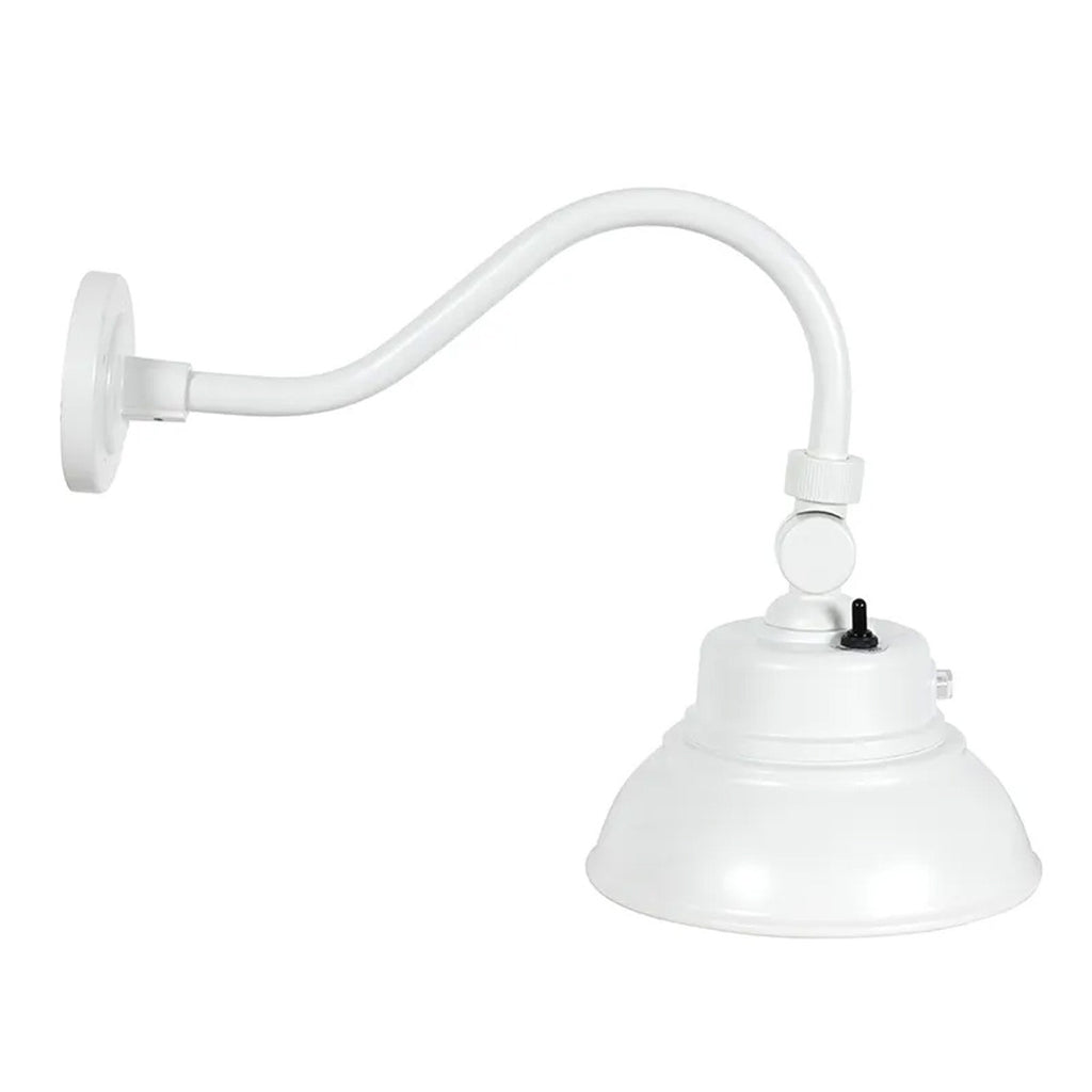 LED Outdoor Gooseneck Wall Lights - Medium 25 Watts - 3000 Lumens - Color Selectable 30K/40K/50K - 120-277V - Integrated Photocell - White Finish