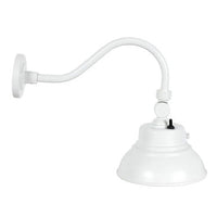 LED Outdoor Gooseneck Wall Lights - Medium 25 Watts - 3000 Lumens - Color Selectable 30K/40K/50K - 120-277V - Integrated Photocell - White Finish