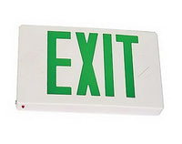 LED Die-Cast Aluminum Exit Sign White Housing with Green Lettering - With Battery Back-Up