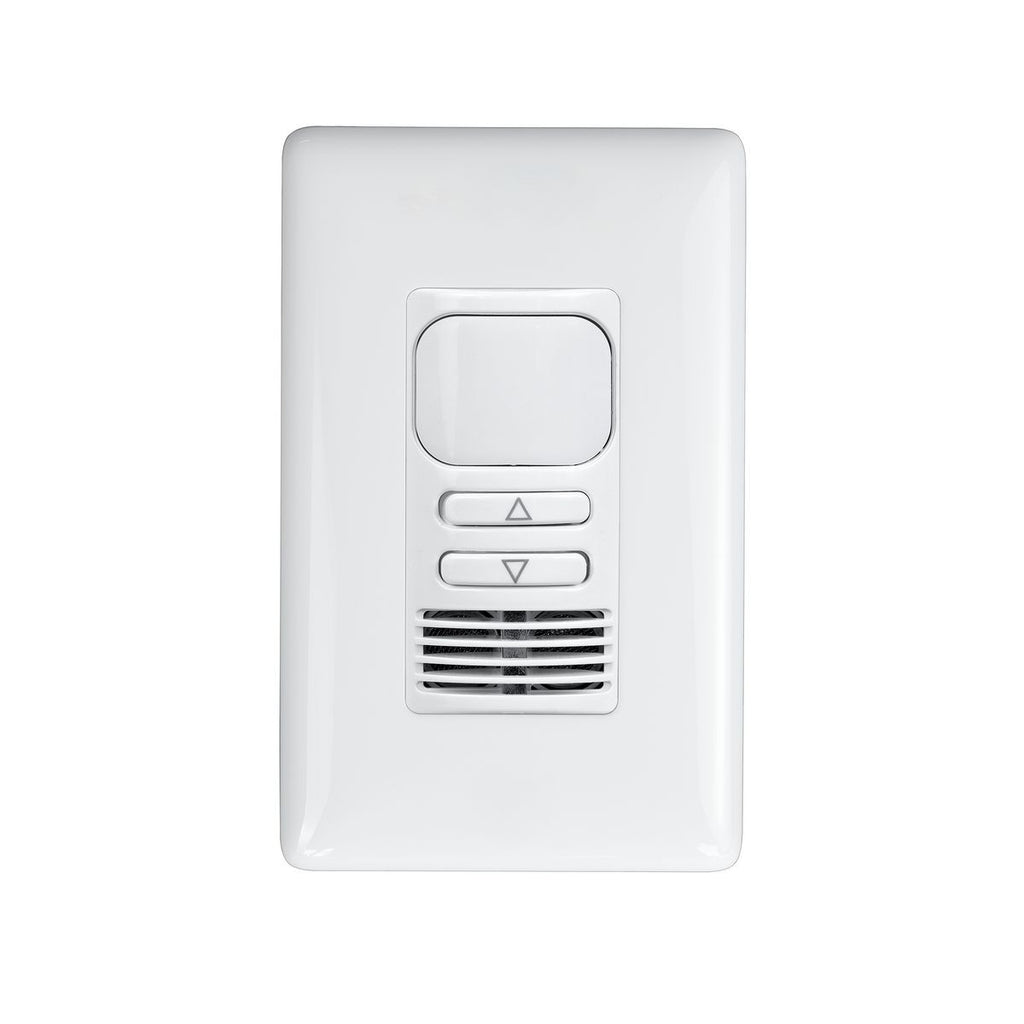 LightHAWK Vacancy Dimming Multi-Technology Wall Switch Sensor with IntelliDAPT, passive infrared (PIR) and ultrasonic (US), Single Circuit, Two Buttons, 120/277VAC, 0-10V dimming, 1,000 Sq. Ft., Photocell, White