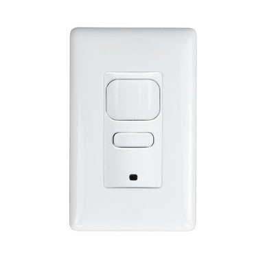 LightHAWK LHL Series Passive Infrared Wall Switch Sensor, Single Circuit, One Button, Ground, 120/277VAC, 1,000 Sq. Ft., Photocell, White