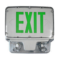 Hazardous Location LED Combo Exit Sign Light - Double Face - Gray Housing Color with Green Lettering - 120-277V
