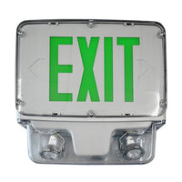Hazardous Location LED Combo Exit Sign And Emergency Light - Choose Red or Green Lettering, 1 Or 2 Sided - With 90 Minute Battery Back-Up