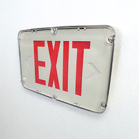 Hazardous Location LED Exit Sign & Emergency Light - Single Face - Gray Housing Color with Red Lettering - 120-277V - with 90 Minute Battery Back-Up