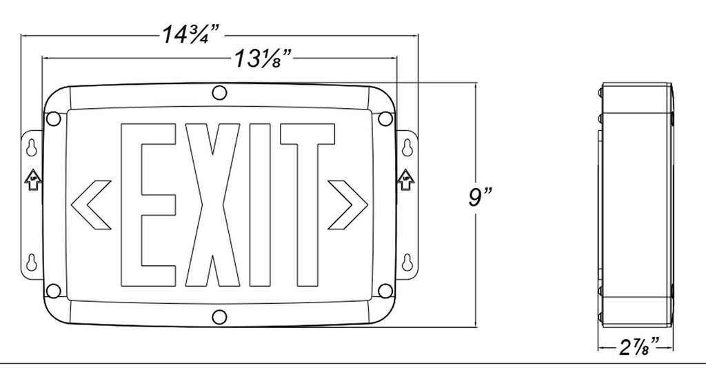 Hazardous Location LED Exit Sign & Emergency Light - Double Face - Gray Housing Color with Green Lettering - 120-277V - with 90 Minute Battery Back-Up