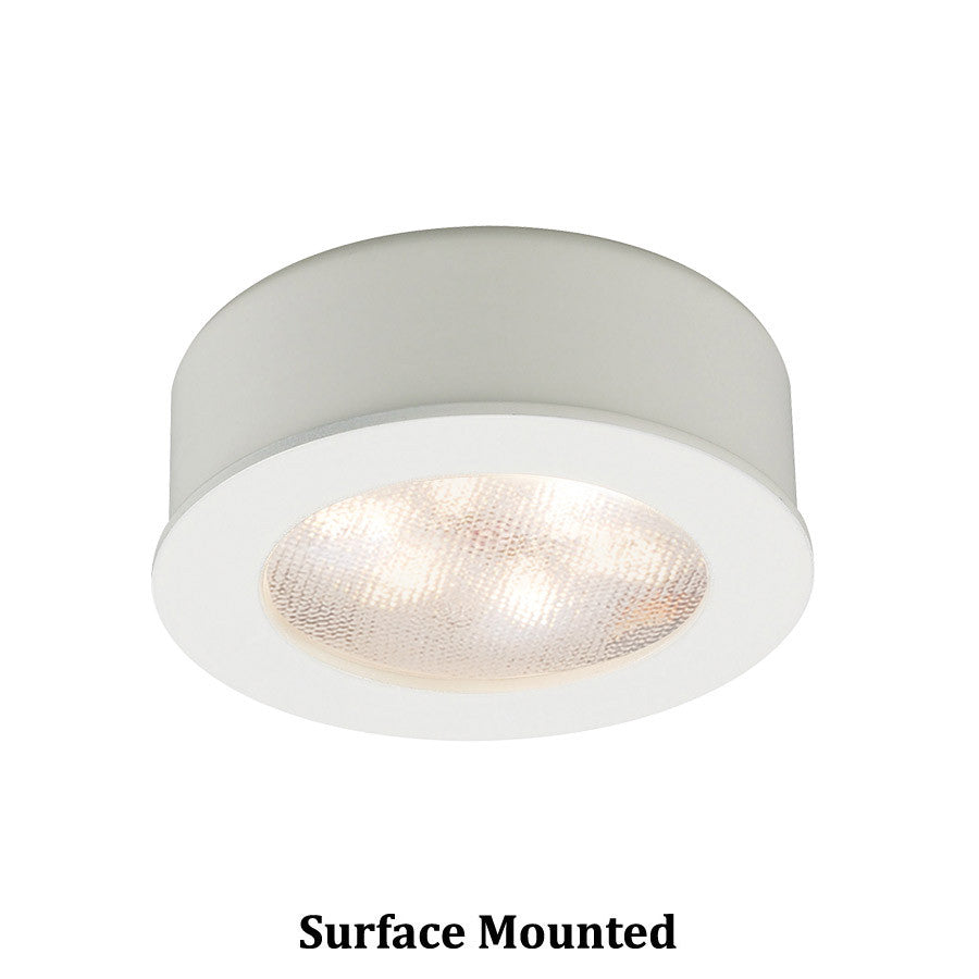 Round LED Button Light 3000K Warm White in White
