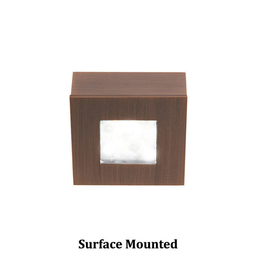 Square LED Button Light 2700K Soft White in Copper Bronze