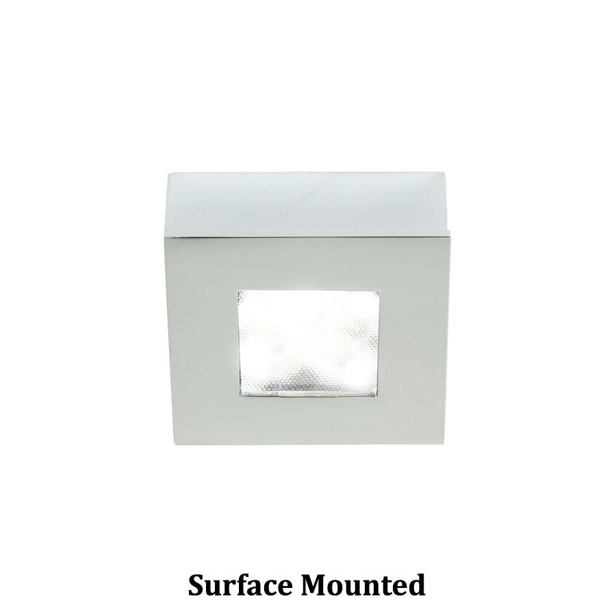 Square LED Button Light 3000K Warm White in Chrome