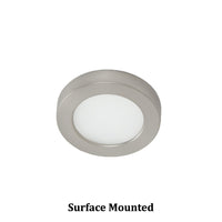 Edge Lit Energy Star LED Button Light 3000K Soft White in Brushed Nickel