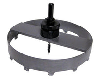 The Lithonia Lighting 6-7/8-inch recessed hole saw is designed to fit 3/8-inch and larger drills. It is compatible with Lithonia L7X, L7XR, L7XP, L7XPR, L7XFD, and L7XFDR model housings.