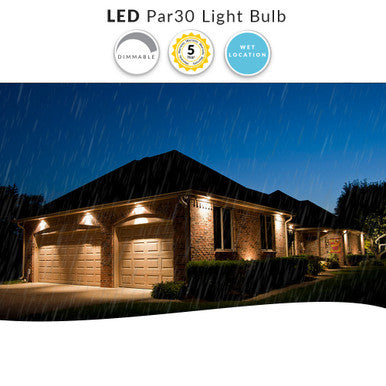 Wet Location LED PAR30 Bulb - 12.5 Watt - 1000 Lumens - 2700K Warm White - 25 Deg Beam - E26 Medium Base - 120V - Dimmable