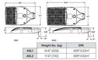 Hubbell Outdoor Lighting ASL2-320L-145-5K7-3-UNV-WHT-SP LED Area Light, 21000 LM, 50K, 70 CRI, Type III  120-277V White Matte Textured