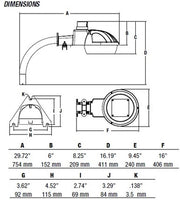 Hubbell Outdoor Lighting DDL-9L1 40W Wall or Ceiling Mount Decorative Wallpack, Arm Included, 1280MA, 120V, 50K, 3437 LM, Gray