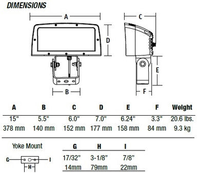 Hubbell Outdoor Lighting FLL-28L 100W Large Architechtural LED Floodlight, Yoke Mount, Wide Beam, 120-277V 8054 LM, 50K, Bronze