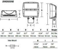 Hubbell Outdoor Lighting FXL-56L 199W Large Architechtural LED Floodlight, Yoke Mount, Wide Beam, 120-277V 16358 LM, 50K, Bronze