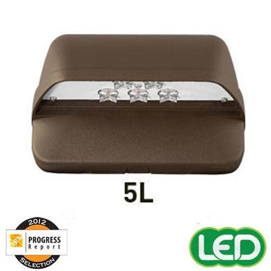 Hubbell Outdoor Lighting LNC-5LU-5K 12.9W 5 LEDs Wallpack, Wall Mount, Full Cut Off, 120-277V 50K, Type II  Bronze