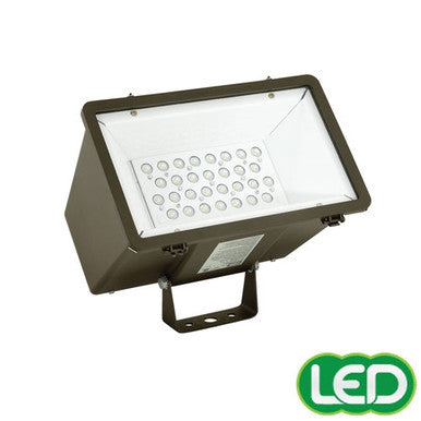 Hubbell Outdoor Lighting MHS-Y-30L4-5K-W-BZ-PC4 71W liter LED Floodlight with Photocontrol, Yoke Mounting, 30 LEDs, 277V, 50K, Wide 6x6 Beam, Bronze