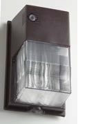 Hubbell Outdoor Lighting NRG-306B-PC 26W Perimeter CFL Refractor Wallpack, Vandalproof, 120V Photocontrol, 0.2 Amps, Bronze
