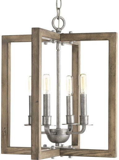 Turnbury Collection Four-Light Galvanized Finish Coastal Chandelier Light - Dry Location Listed