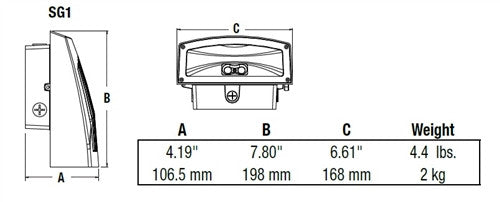 Hubbell Outdoor Lighting SG1-20-4K-PCU 21W Slender LED Wallpack, 40K, 120-277V 2310 LM, with Photocell, Dark Bonze