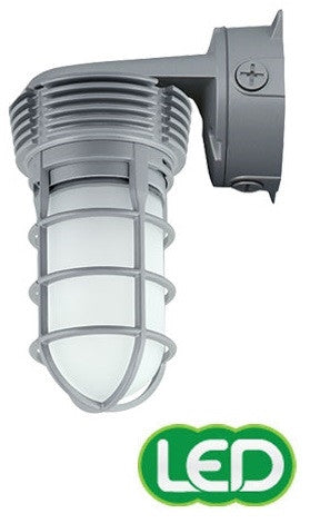 Hubbell Outdoor Lighting VWGL-1 11W Vaporite LED, Globe Refractor, Wall Mount, 120-277V 41K, 757 LM, Glass Lens, Wet Location, Gray