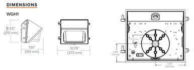 Hubbell Outdoor Lighting WGH1-50-LSCS-UNVC 20-50W LED Wallpack, 120-347V, Type 4  3200-7520 LM, Switchable CCT 30K, 40K, 50K