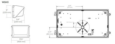 Hubbell Outdoor Lighting WGH3-120-LSCS-UNVC 80-120W LED Wallpack, 120-347V, Type 4  11,400-17,000 LM, Switchable CCT 30K, 40K, 50K