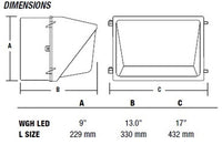 Hubbell Outdoor Lighting WGH-225L-4K-U-L  97W LED Glass Wallpack, 120-277V Type IV  10151 LM, 40K, Bronze