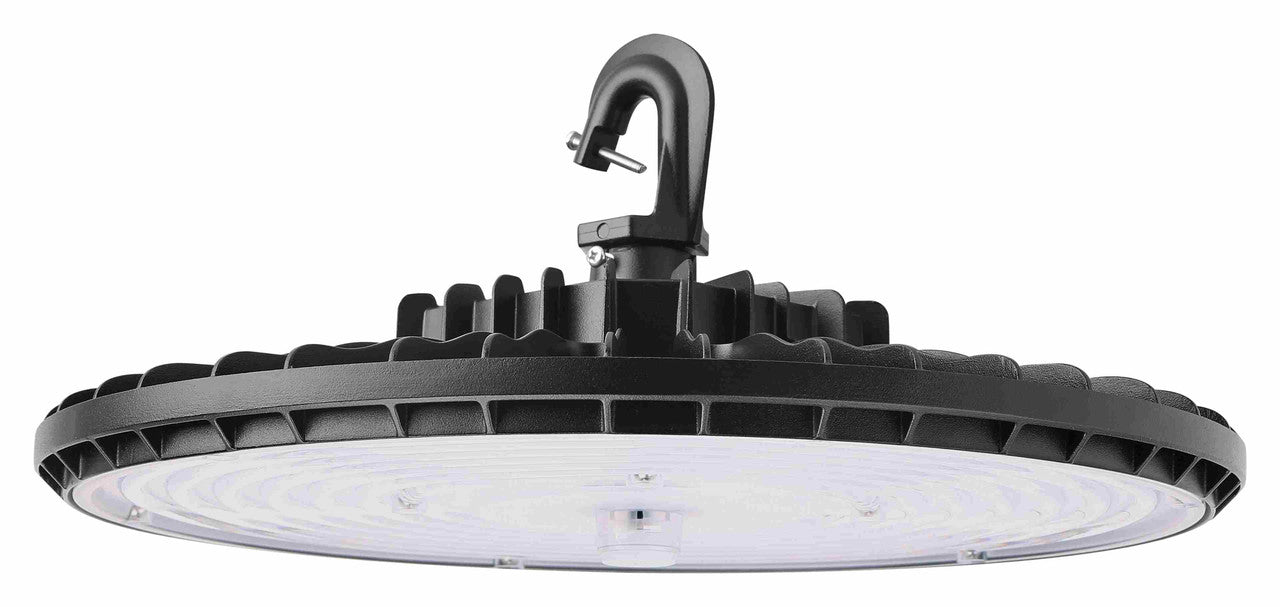 UFO LED High Bay Light - 150/120/90/60 Watt Selectable - 24000 Max Lumens - 110-277V - 5000K Daylight - 0-10V Dimmable - Black Finish