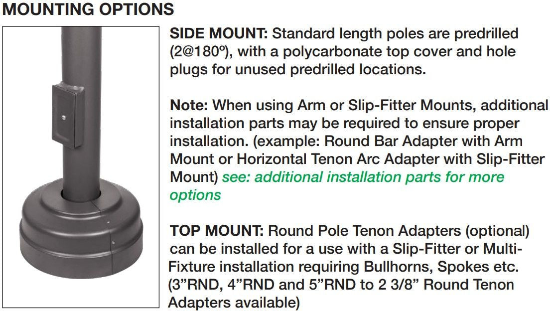 15 Foot Round Pole For Surface Mount - Steel With Bronze Finish - 4 Inch Diameter