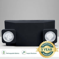 2 Head Emergency Fixture MR16 type, w/Battery, Black Housing, 120/277V