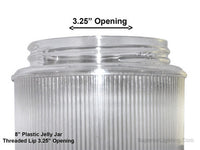 8 Inch Plastic Cylinder Threaded Lip Opening Clear Ribbed Acrylic